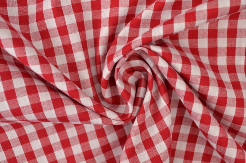 Bauernkaro-Baumwolle carreaux 6.5mm rot