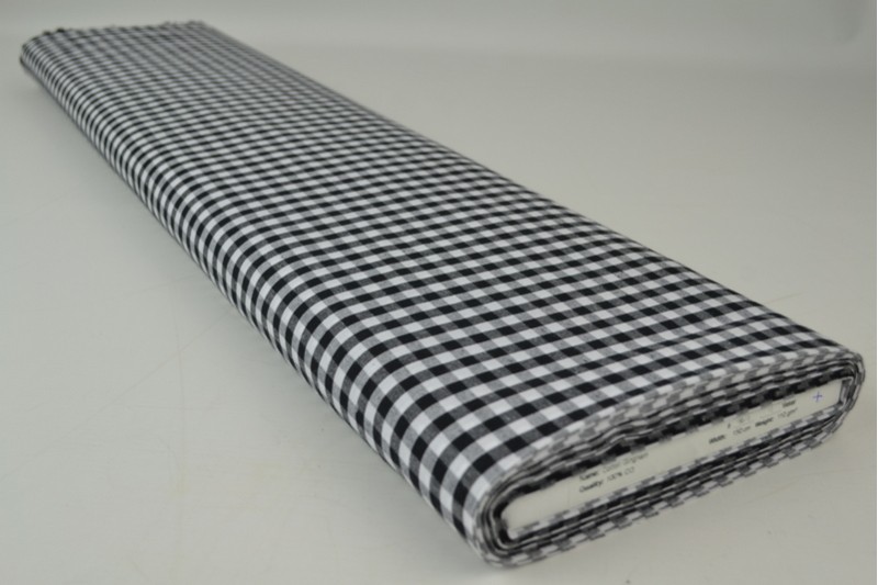 Bauernkaro-Baumwolle carreaux 6.5mm schwarz, Rolle