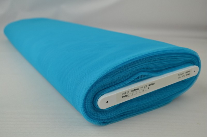Schwer entflammbarer Tüll 300 Tüll ignifuge 300 cm breit blau, Rolle