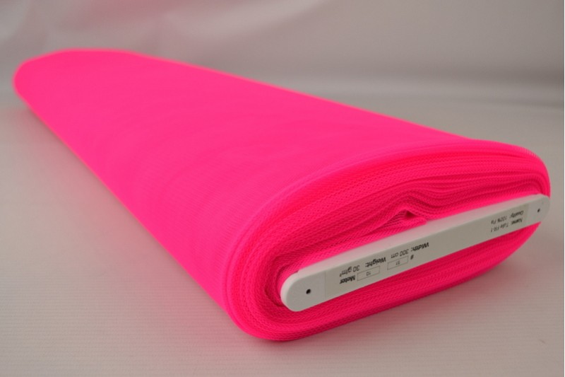 Schwer entflammbarer Tüll 300 Tüll ignifuge 300 cm breit neonrosa, Rolle
