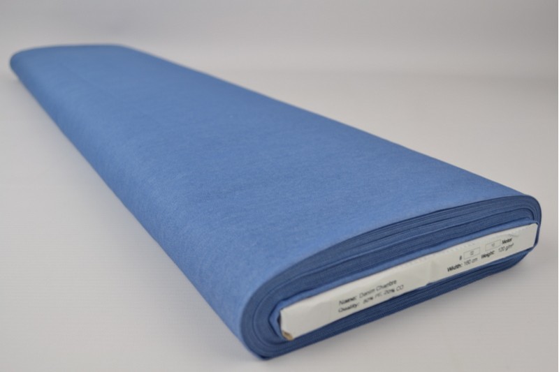 Gewaschener Chambray-Denim blau, Rolle