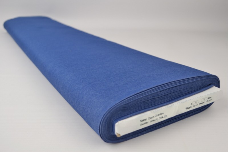 Gewaschener Chambray-Denim indigoblau, Rolle