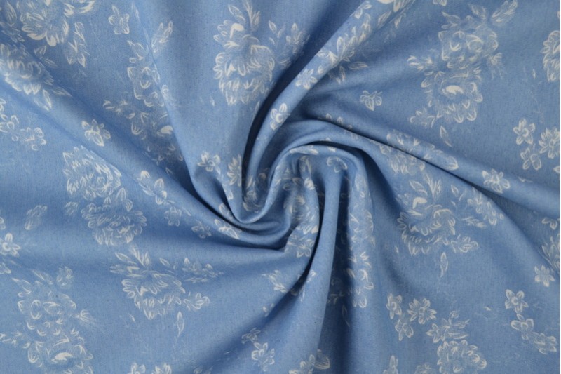 Bedruckter gewaschener Chambray-Denim bedruckt 12-01