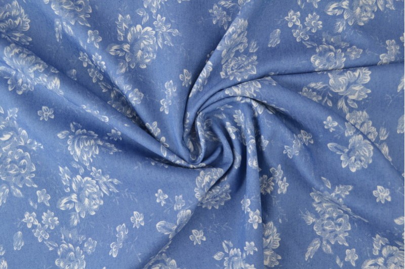 Bedruckter gewaschener Chambray-Denim bedruckt 12-02