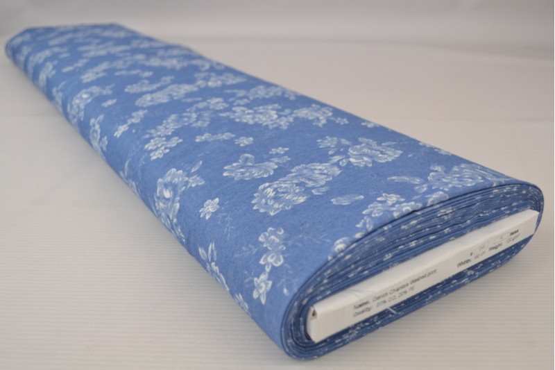 Bedruckter gewaschener Chambray-Denim bedruckt 12-02, Rolle