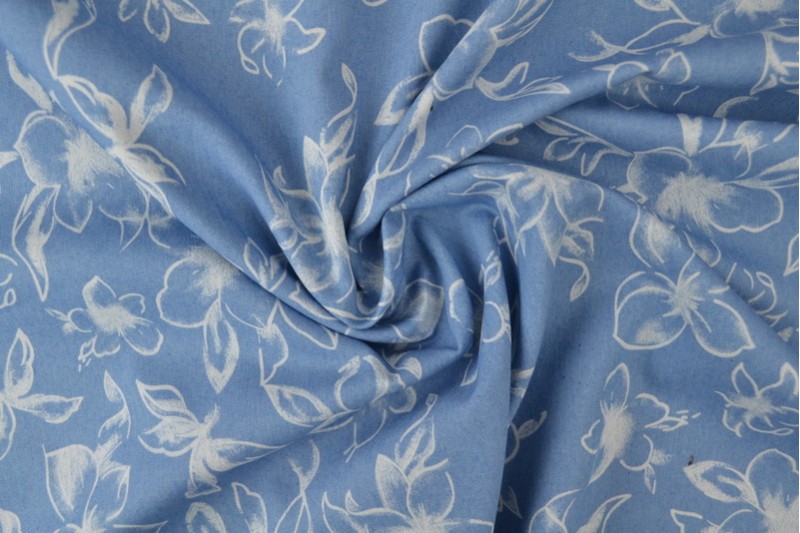 Bedruckter gewaschener Chambray-Denim bedruckt 18-01