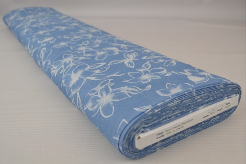 Bedruckter gewaschener Chambray-Denim bedruckt 18-01, Rolle