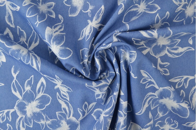 Bedruckter gewaschener Chambray-Denim bedruckt 18-02