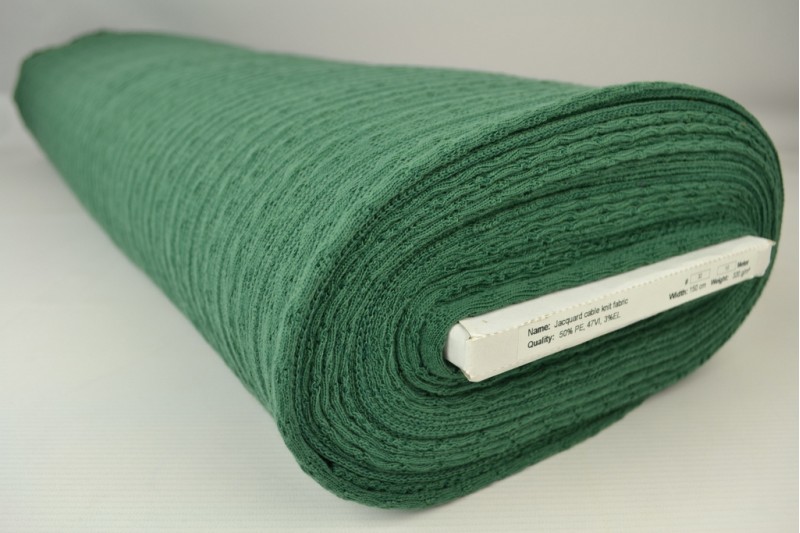 Zopf-Jacquard jacquard en tricot torsadé dunkelgrün, Rolle
