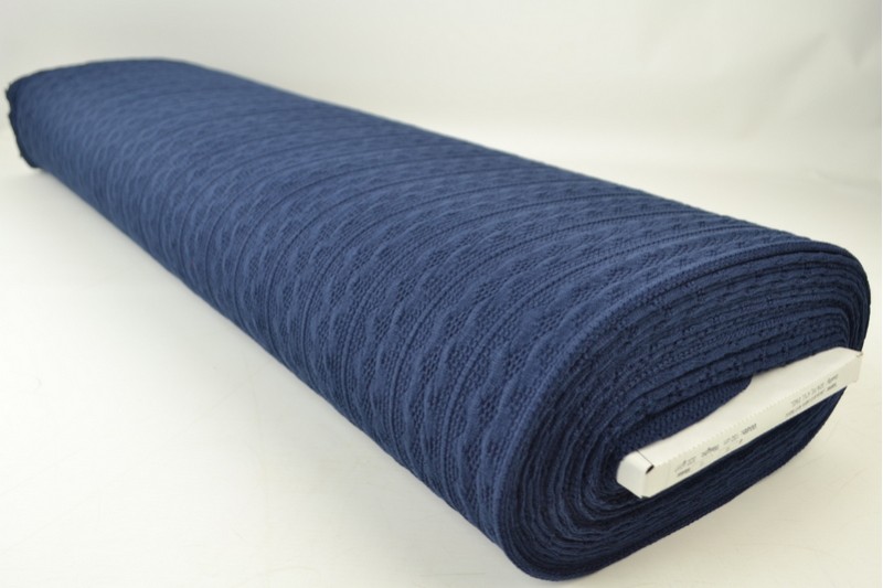 Zopf-Jacquard jacquard tricoté en torsade navy, Rolle