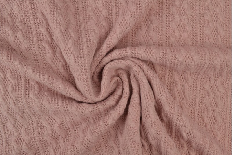 Zopf-Jacquard jacquard tricoté en torsade vieux rosa