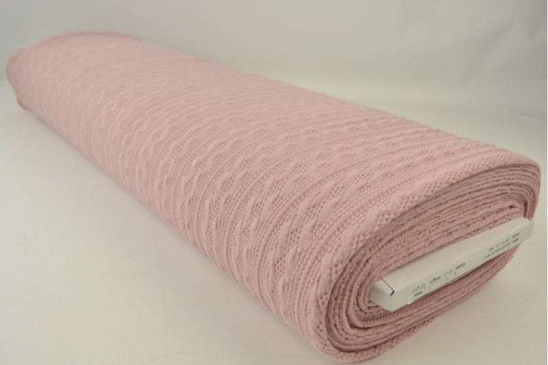 Zopf-Jacquard jacquard tricoté en torsade vieux rosa, Rolle