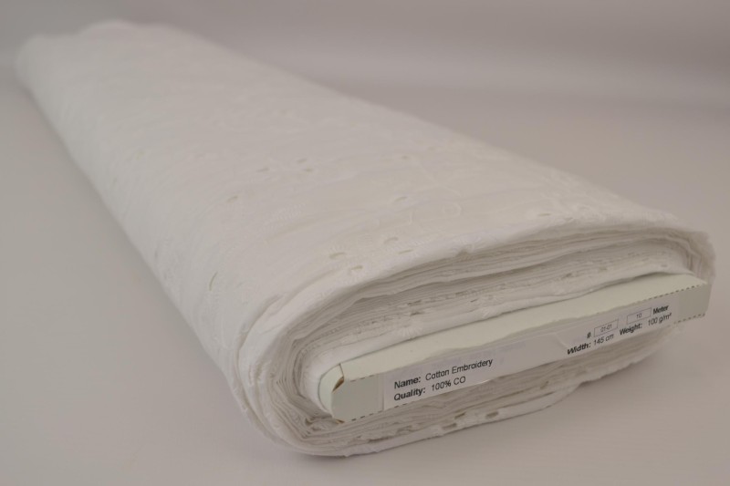 Baumwollstickerei weiß (motif white 01), Rolle