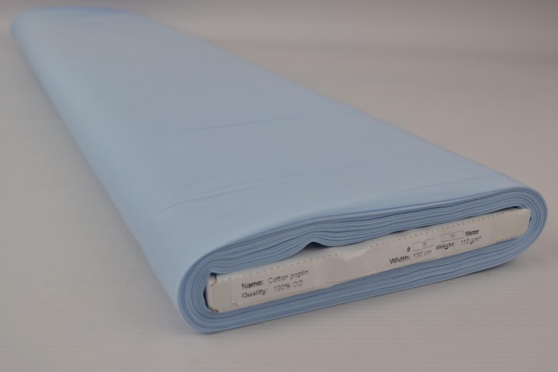Baumwollpopeline popeline aus Baumwolle babyblau, Rolle