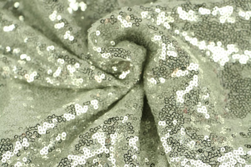 30 Meter Stoff mit kleinen Pailletten silber