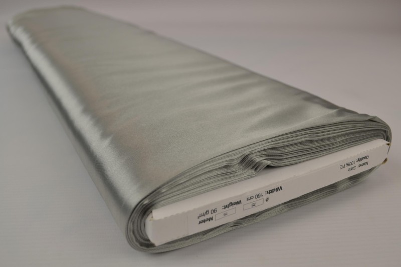 Polyestersatin Satin silbergrau, Rolle
