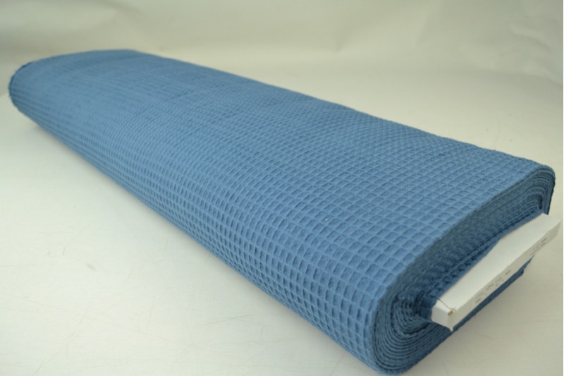Waffelpiqué Stoff stahlblau, Rolle