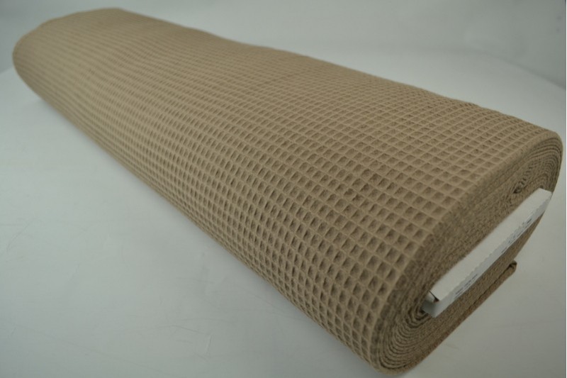 Waffelpiqué Stoff taupe, Rolle