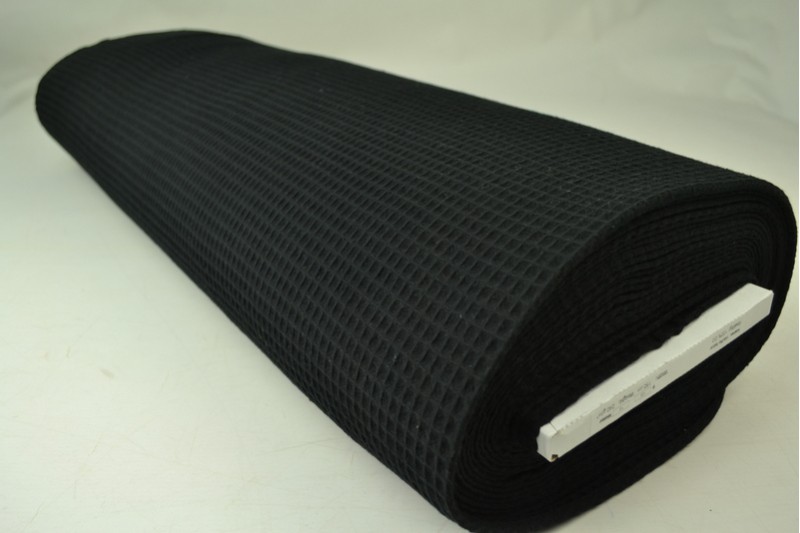 Waffelpiqué Stoff schwarz, Rolle